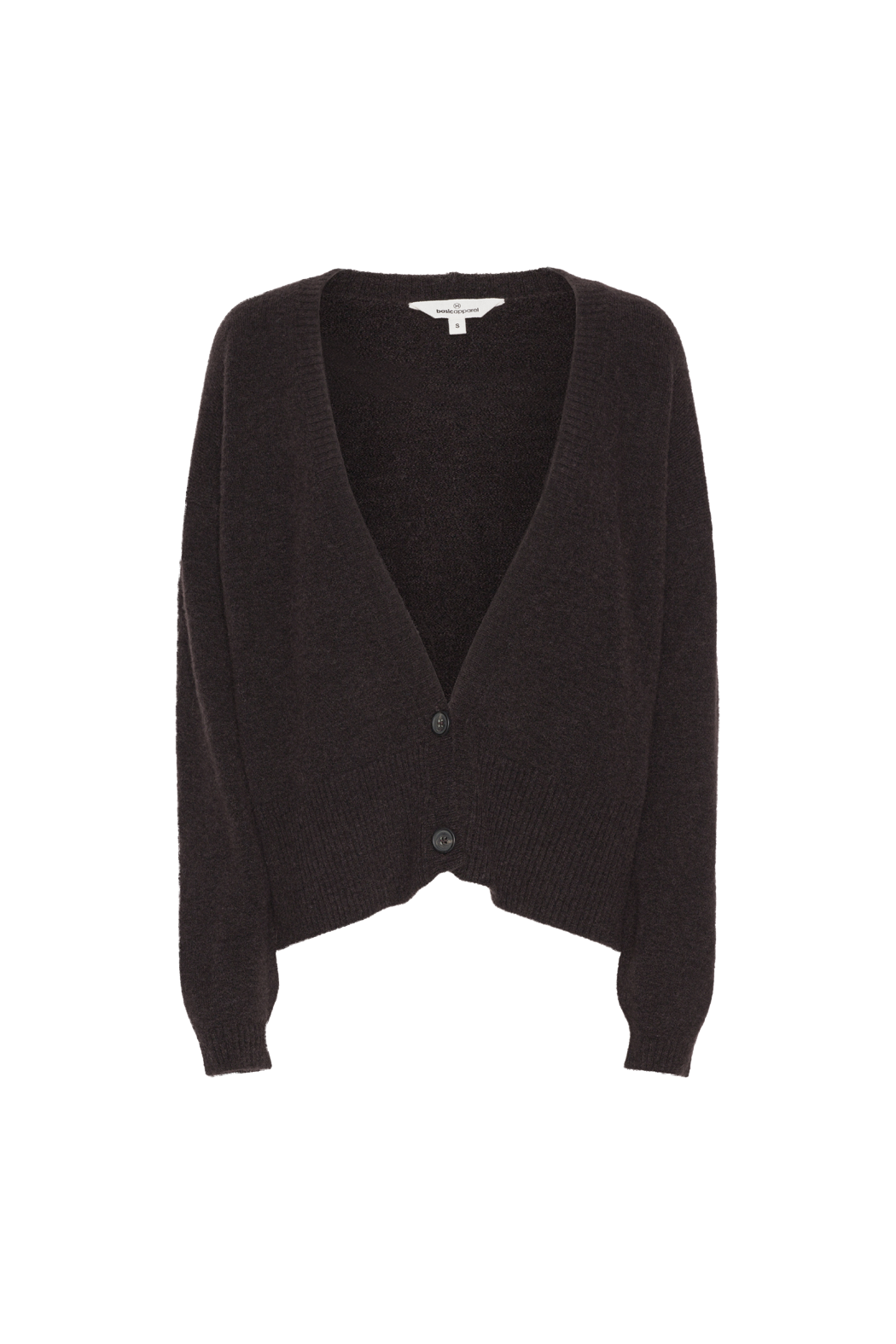 Basic Apparel Claudine Deep V-Neck Cardigan Cardigans 510 Chocolate Plum